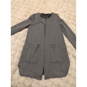TRIBAL Grey Knit Open Front Cardigan Sweater Long Sleeve Pockets M